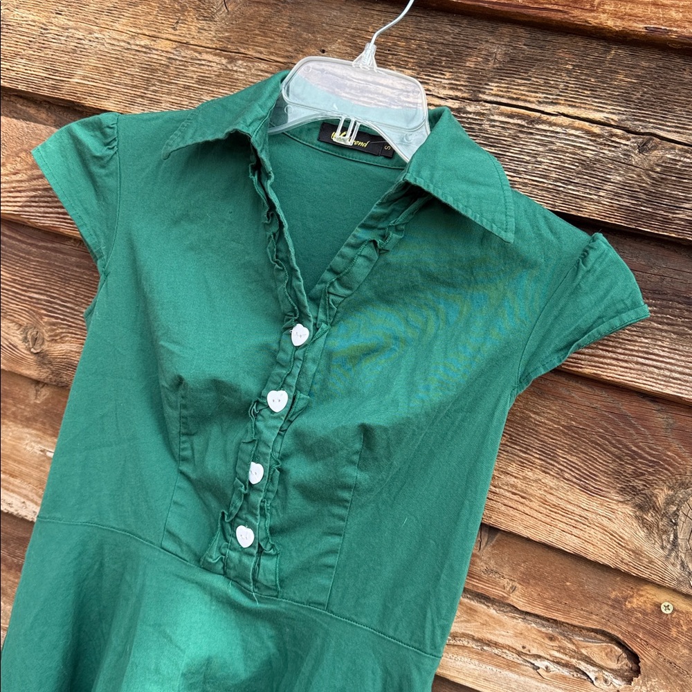 Wedtrend vintage dress 70s/80s heart buttons